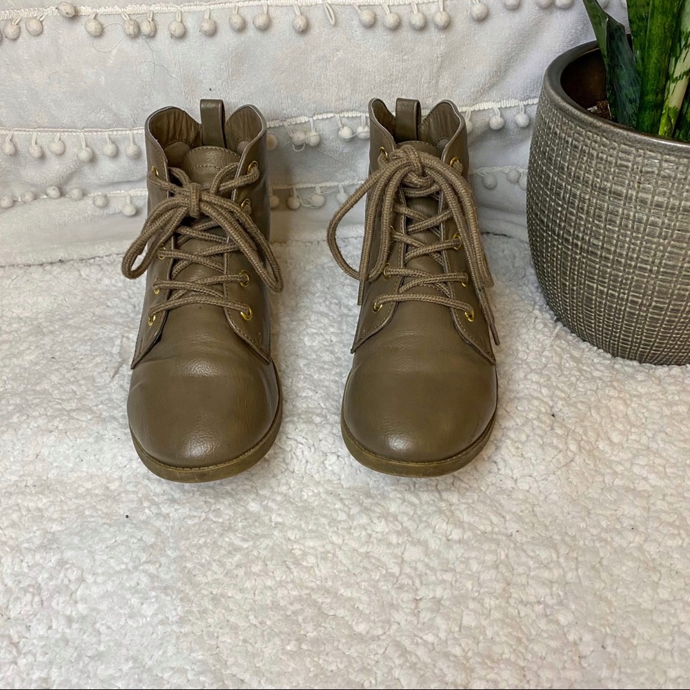 Brown Lace Up Booties